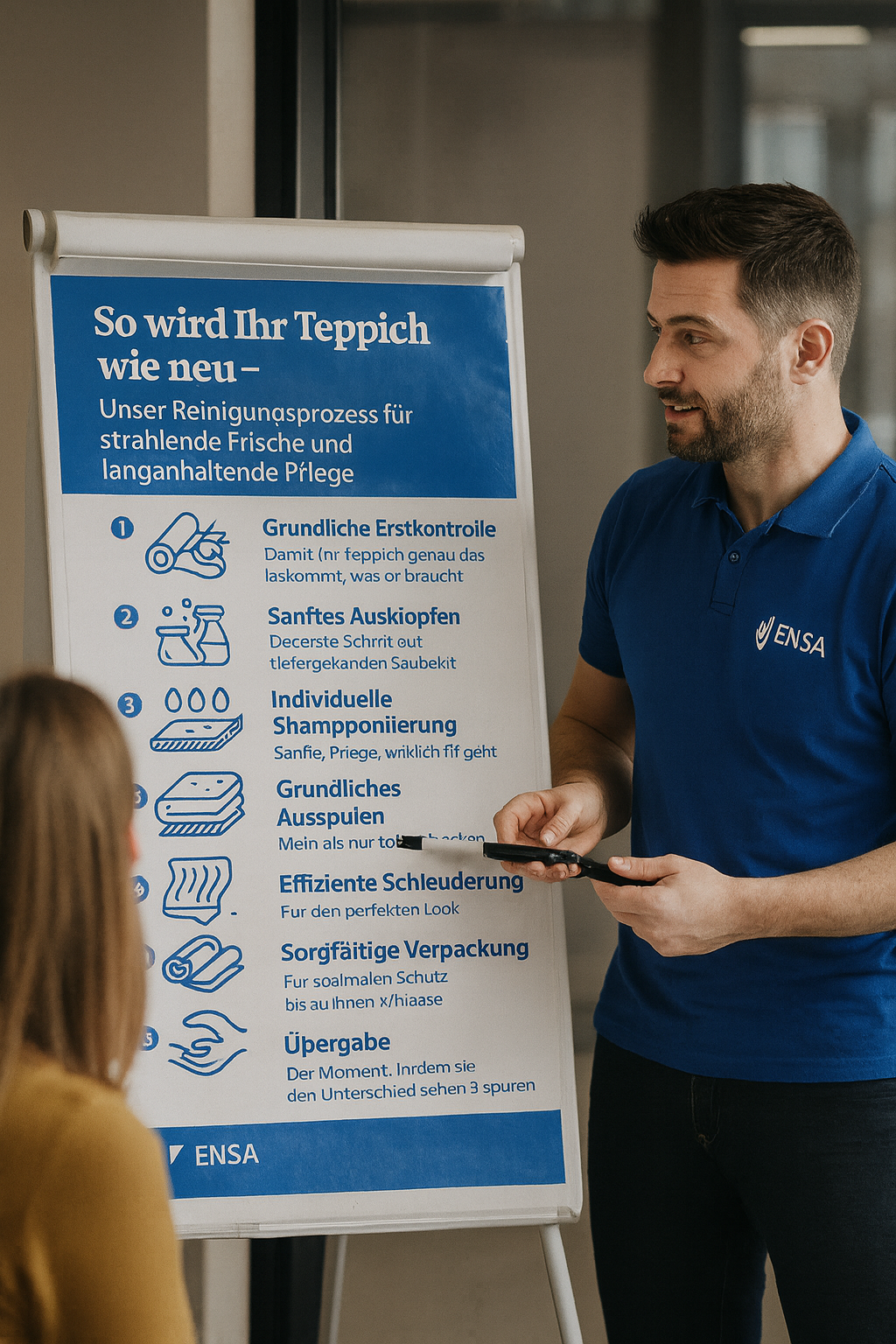 Der Ablauf der profesionellen ENSA Teppichwäsche: 